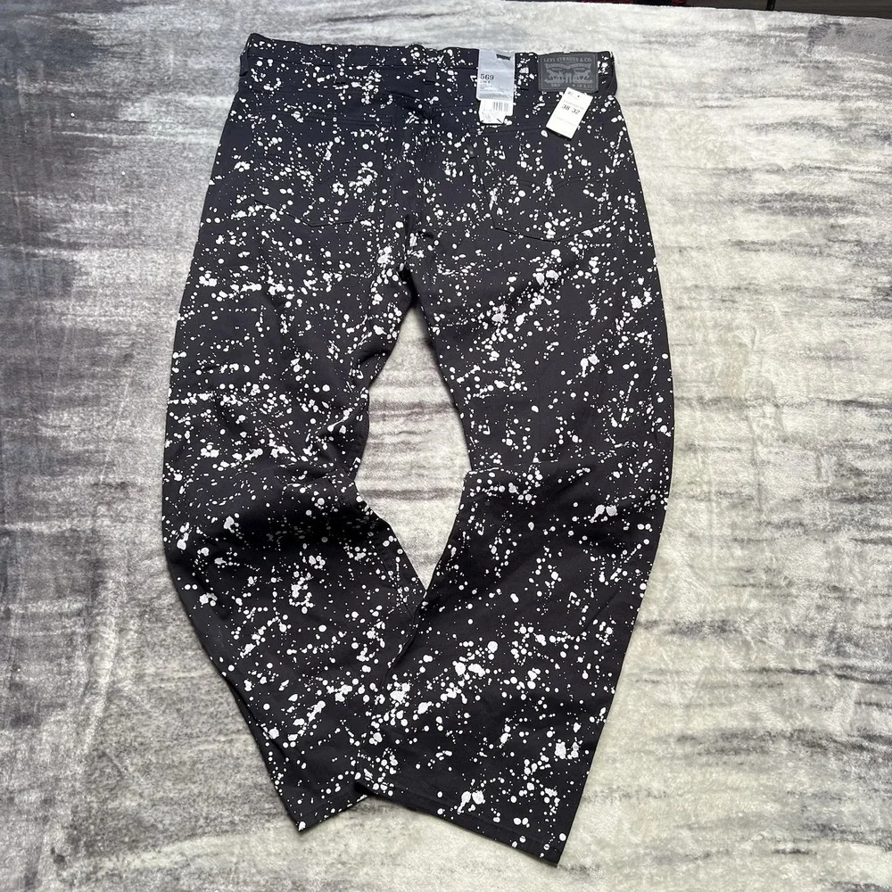 NWT Levi's Men's 569 Loose Straight Fit Line 8 Twill Pant Black Paint 38x32